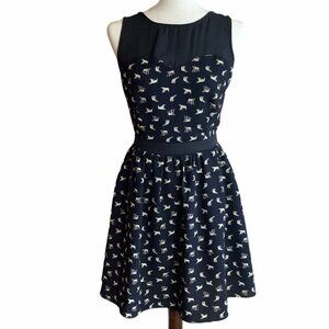 Young Threads Women Size Small Polar Bear Print Fit Flare Back Cut Out Dress